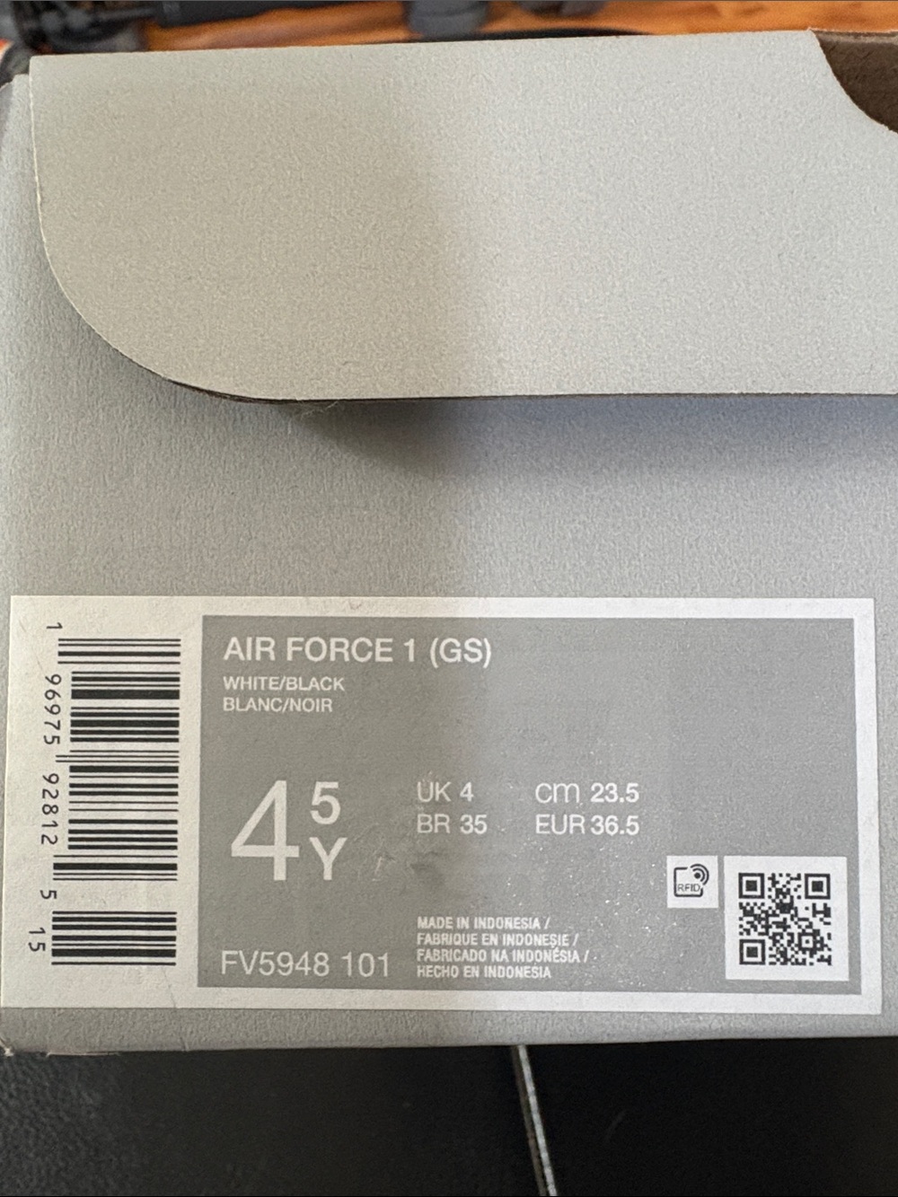 Nike AIR -AIR FORCE 1- Big Boy Size 4.5 - Picture 9 of 9